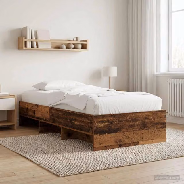 Letto moderno vidaXL con scaffali laterali in legno marrone L 200 cm x P 80 cm x H 83 cm