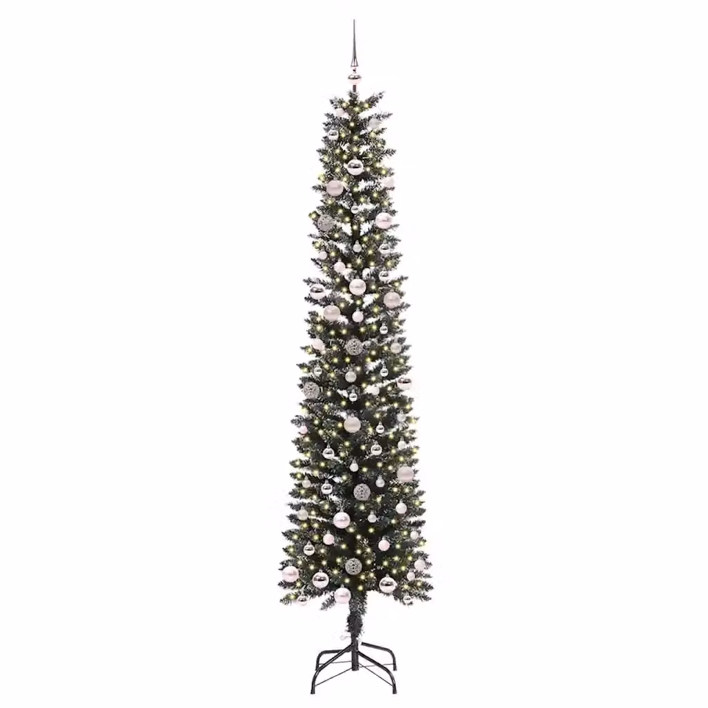 Albero di Natale artificiale moderno vidaXL verde con 300 LED luce bianca calda, Altezza: 240 cm – 2