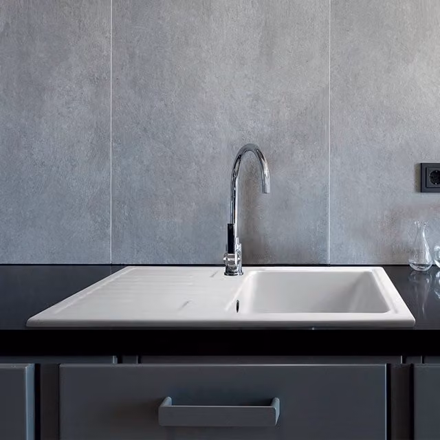 Lavello 86x50 cm da incasso in ceramica una vasca - Bianco