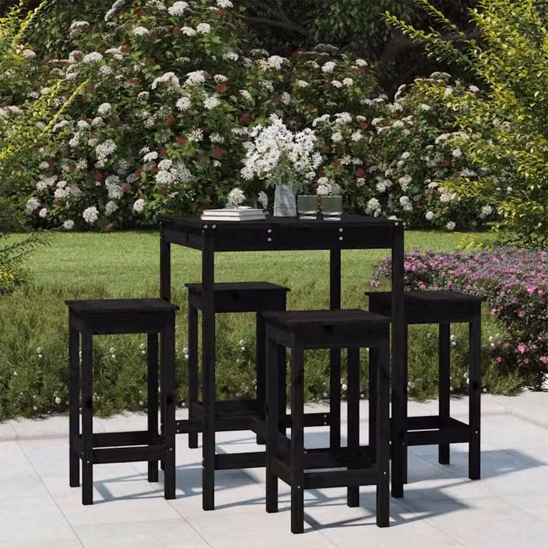 Set Bar da Giardino vidaXL in Legno di Pino Nero 5 pz
