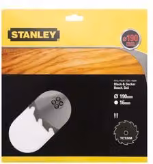 Lama a disco per sega circolare Stanley 190 mm con 18 denti per taglio rapido argento