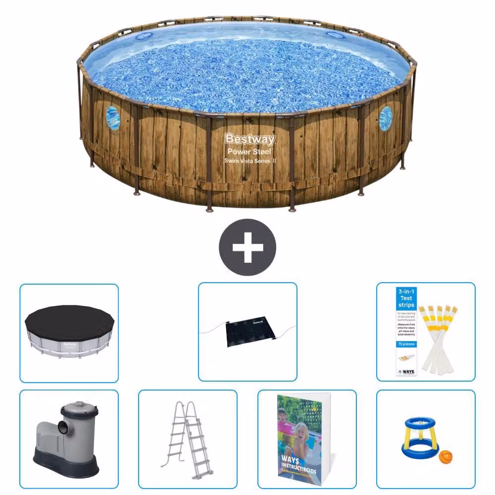 Bestway Power Steel, piscina rotonda - 488x122 cm - composta da 6 parti, modello S559