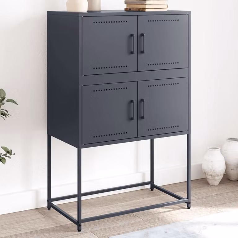 Credenza in stile industriale vidaXL in metallo antracite opaco L: 68,5 cm, P: 38,5 cm, H: 107 cm