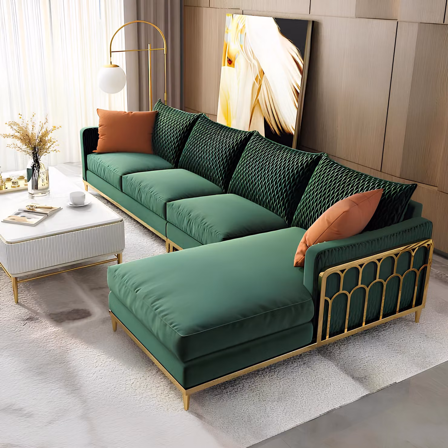 Ecksofa Stoff L-Form Couch Design Polster Eck Moderne Wohnlandschaft Metall Stoff
