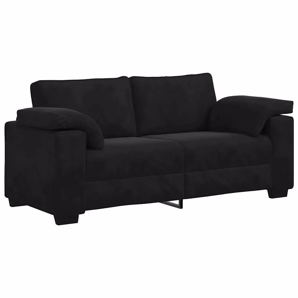 Divano moderno vidaXL in velluto nero con cuscini inclusi L 180 x P 77 x H 82 cm – 2