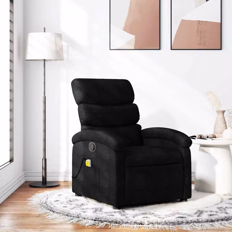 Poltrona reclinabile relax vidaXL in tessuto nero con braccioli e leva manuale