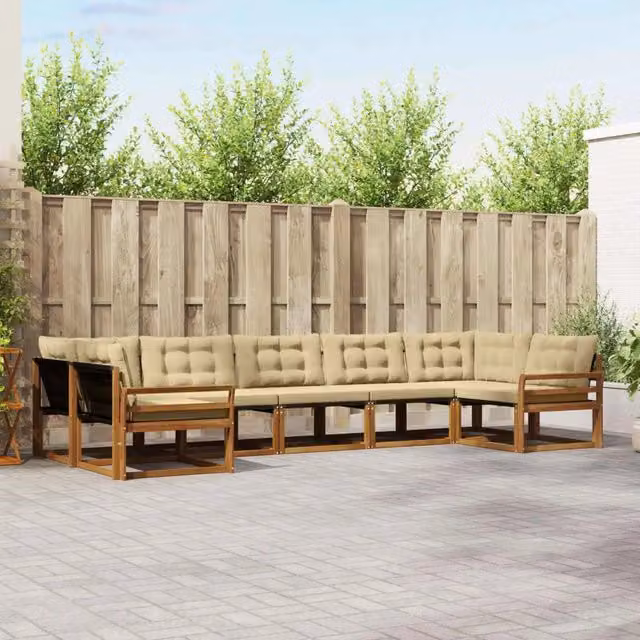 Set di divani da esterno 7 pz Naturale e Beige 3369820