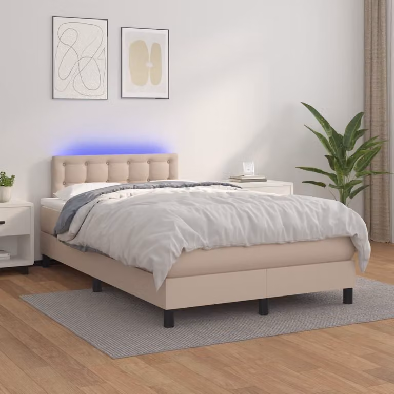 Maison Exclusive - Giroletto Molle Materasso e LED Cappuccino 120x200cm Pelle finta