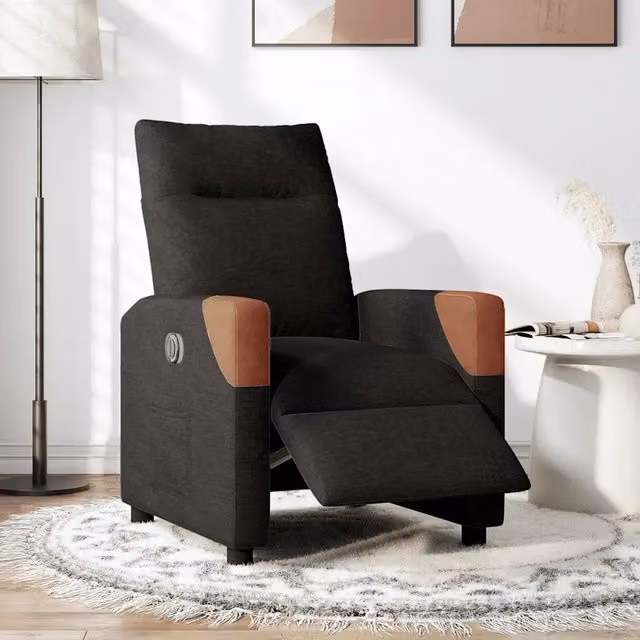 Poltrona | Sedia Relax Elettrica Reclinabile Nera in Tessuto