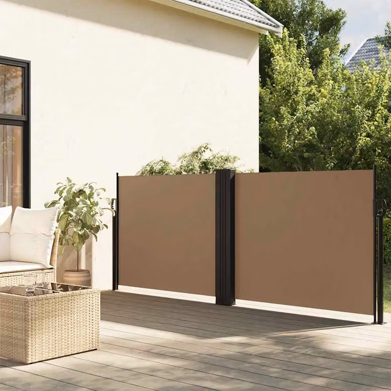 vidaXL Tenda da Sole Laterale Retrattile in Poliestere e Acciaio, Colore Tortora, L: 600 cm, H: 100 cm