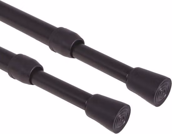 Set di 2 maniglie per doccetta regolabili in acciaio inossidabile nero, lunghezza: 117-180 cm