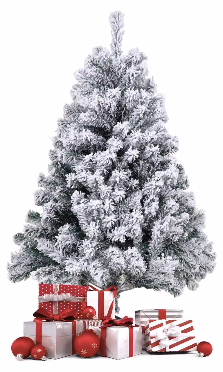 Albero di Natale Ikodm, altezza 120 cm, con effetto neve, 340 punte, abete artificiale molto folto, con base in metallo