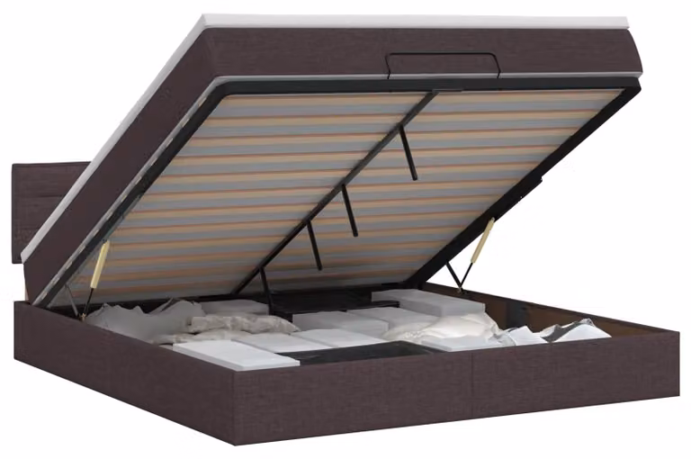 vidaXL Panca letto con materasso, marrone scuro, 140 x 190 cm, rivestita in tessuto