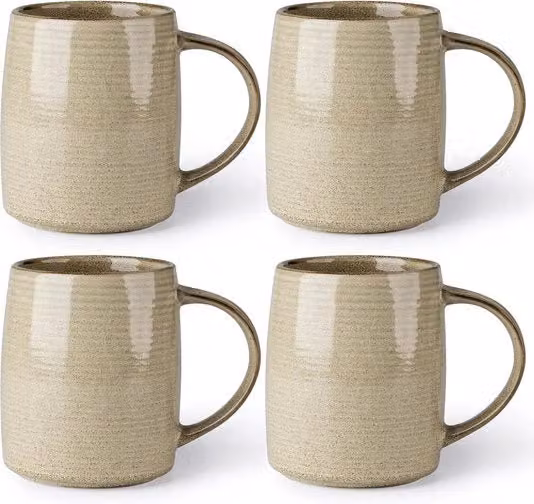Set di 4 tazze Mokker in ceramica multicolore e beige con effetto colorato a mano, capacità 517 ml, adatte per microonde e lavastoviglie