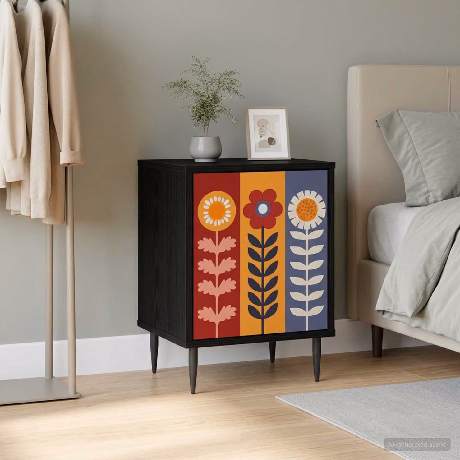 vidaXL Armadio da Notte ESSEN Rovere Nero Moderno L: 36 cm, P: 33 cm, H: 51 cm