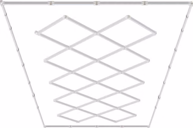 Plafoniera LED da Officina e Garage ZT2017 14 Quadrati, Sistema 52 Tubi 88000 lm 6500K Bianco Freddo, Illuminazione Modulare per Fai da Te