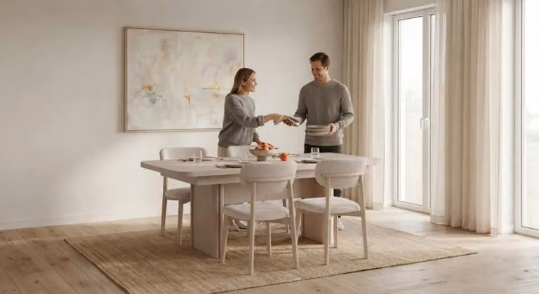 Stuhl Set Skandi Polsterstuhl Beige Bouclé Modern Esszimmerstuhl