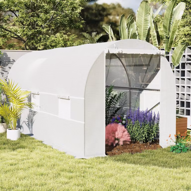 Serra autoportante per giardino – Dimensioni: 445 x 200 x 200 cm – Plastica PE resistente ai raggi UV