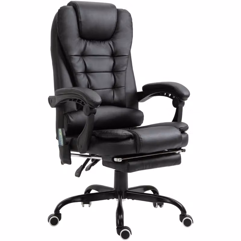 Sedia da ufficio executive girevole a 360 gradi con poggiapiedi e poggiatesta in similpelle nera, H 121 x L 79 x P 67 cm – 2