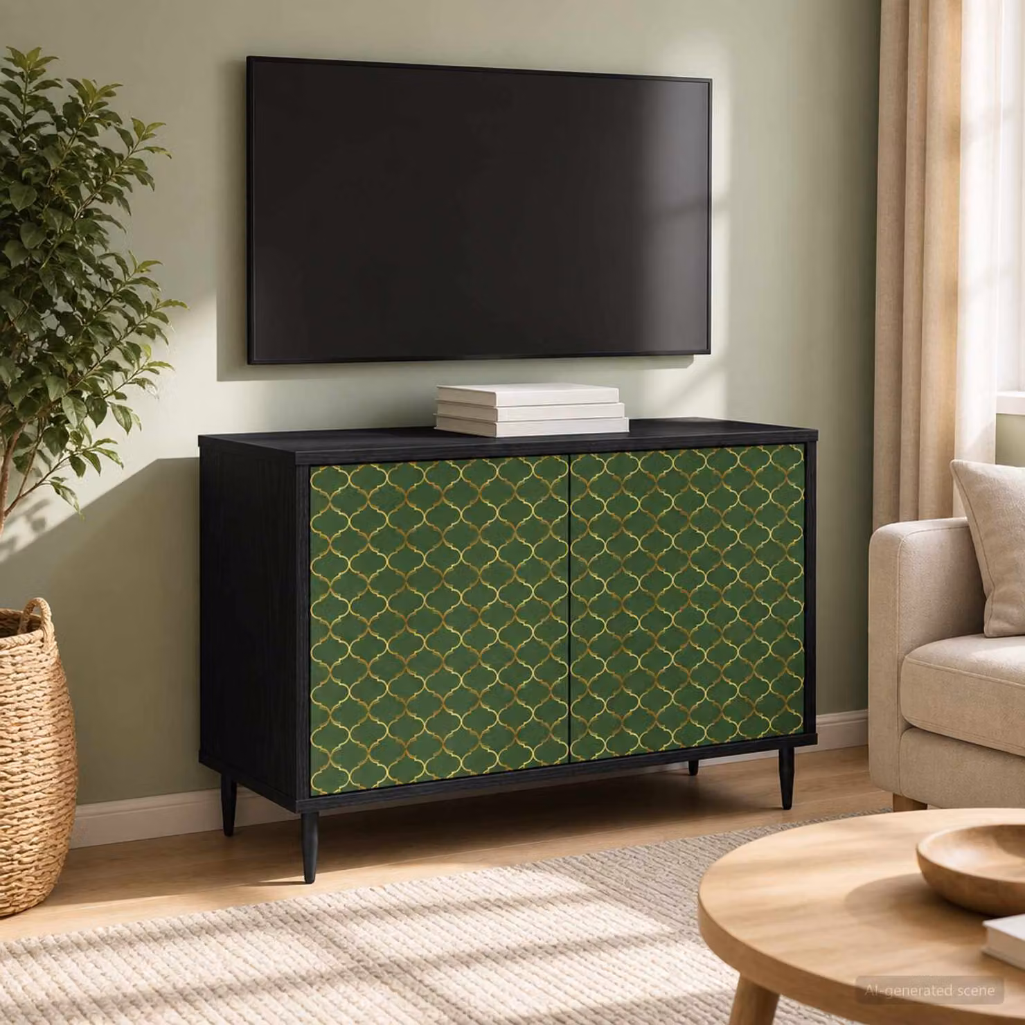 Mobile TV GELEEN vidaXL in Rovere Nero e Nero, L 69 cm x P 33 cm x H 50,5 cm