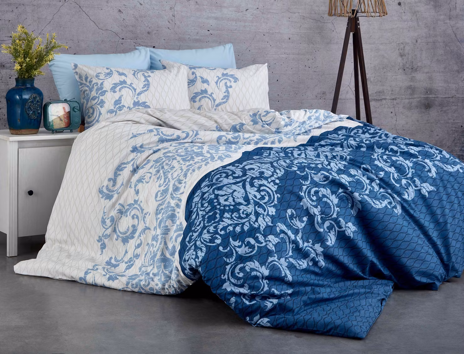 L'Essentiel Linge de Maison, Adal- PRL6241, blu, bianco, piumino, 100% cotone ranforce