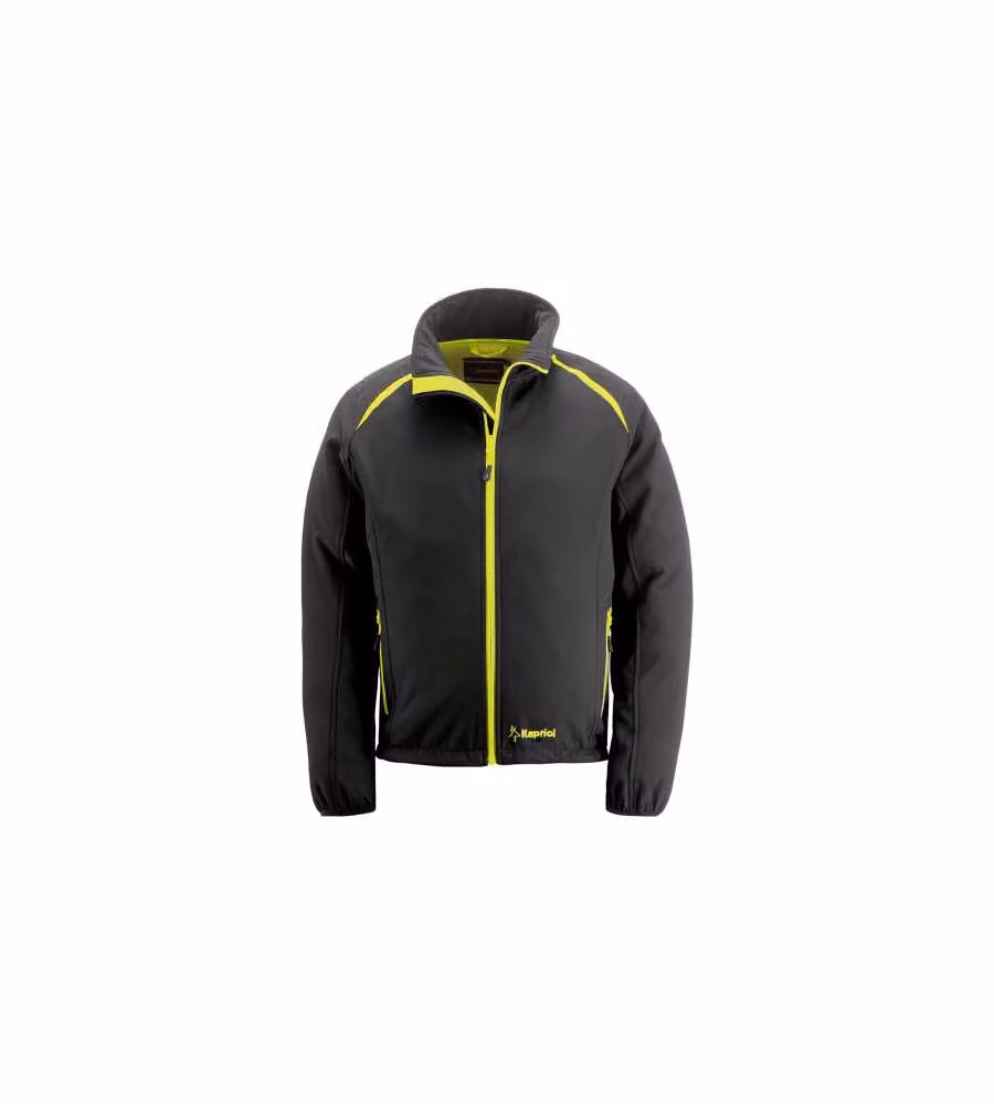 Kapriol Giacca Impermeabile SoftShell Antivento Nera e Gialla - TG.L