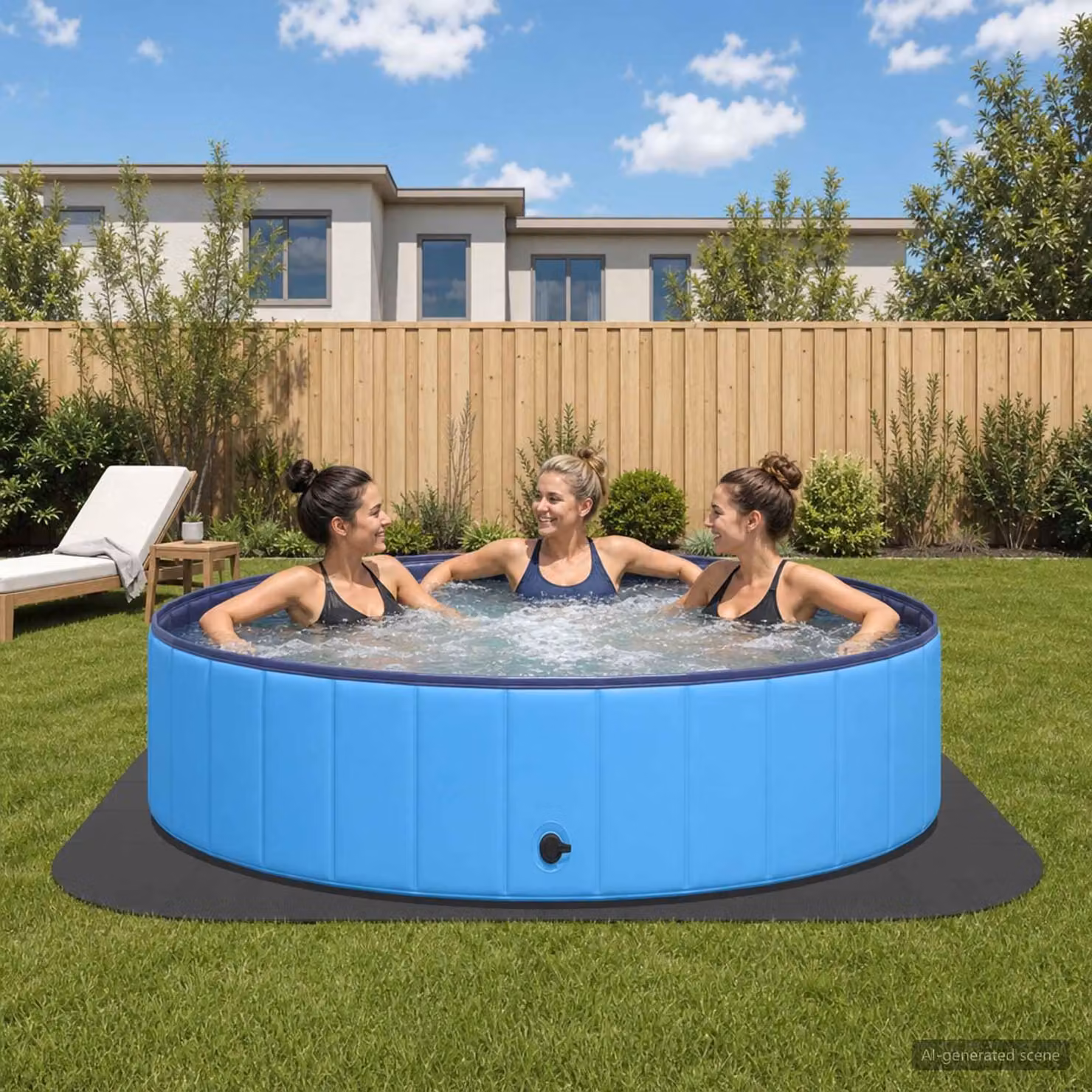 Tappetino protettivo per piscina, confezione da 36 pezzi, diametro 350 cm, forma circolare, materiale: schiuma EVA, colore: nero