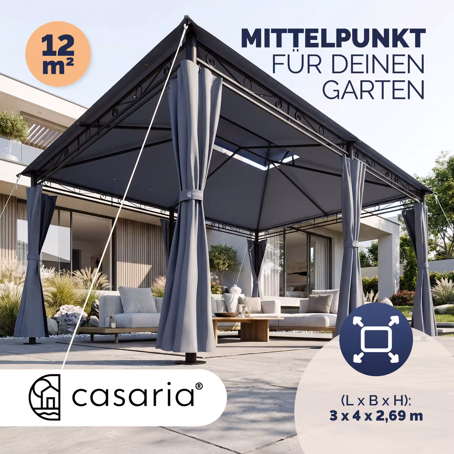 Gazebo Casaria Topas antracite L 300 cm x P 269 cm x H 260 cm – 2