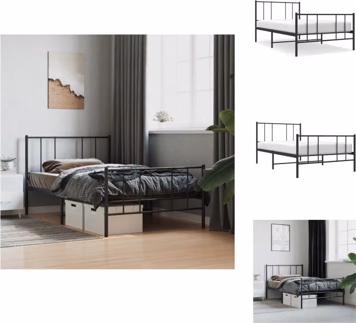vidaXL Struttura letto con testiera e pediera in metallo nero 100x190 cm - Letti e strutture letto