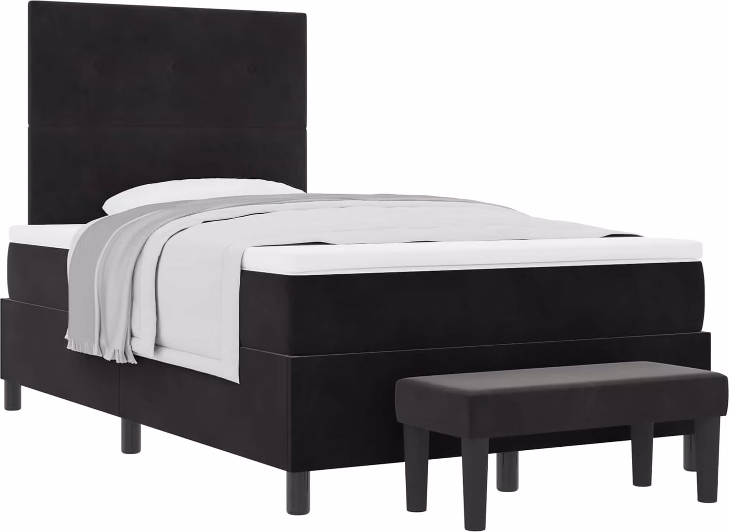 Letto a molle con testiera Nero 190 x 120 cm Velluto