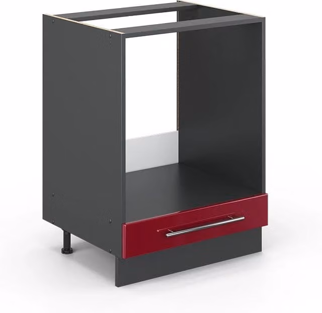Mobile per forno da incasso Vicco Fame-Line Bordeaux lucido e Antracite, larghezza 60 cm – 1