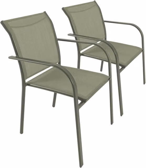 Set di 2 sedie da giardino moderne Sweeek in metallo e plastica, colore verde