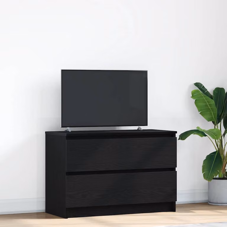 vidaXL Mobile Porta TV Nero in Legno Multistrato e MDF L: 80 cm, P: 35 cm, H: 54 cm