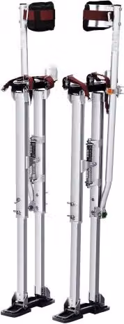Trampoli in alluminio VEVOR colore argento con altezza regolabile da 91,4 a 126,7 cm e misura piedi 27-29 cm per edilizia e lavori professionali