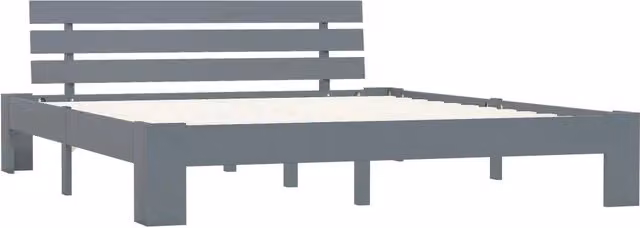 Letto matrimoniale in legno massello di pino grigio con rete a doghe fisse L/P/H: 213 x 160 x 66 cm
