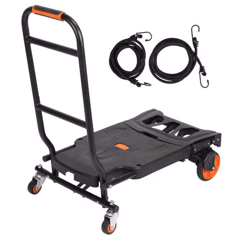 Carrello da trasporto multifunzionale pieghevole 70×45×85 cm - Carrello a piattaforma portatile con 2 cinghie, capacità di carico fino a 180 kg, per uso domestico