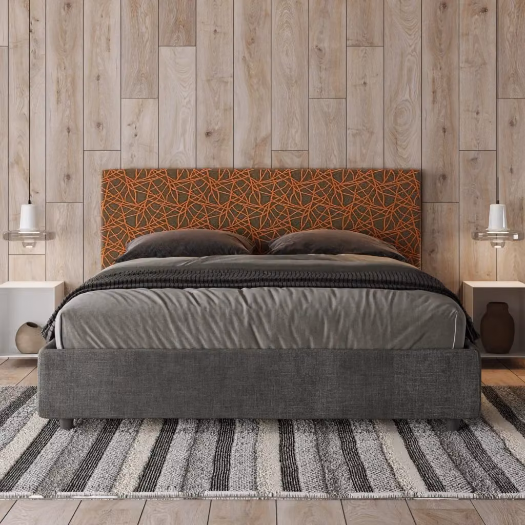 Letto Matrimoniale con Contenitore e Rete Arla Norris GIORDANOSHOP Grigio L/P/H: 160 x 200 x 106 cm – 2