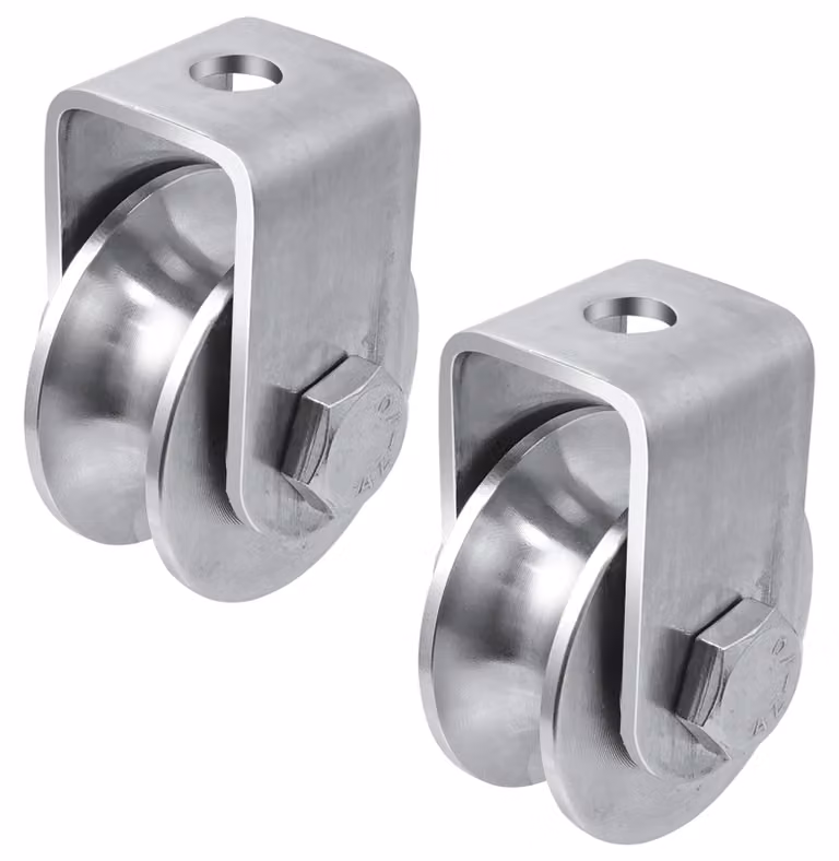 Rullo guida da 48 mm, set da 2 pezzi, in acciaio inossidabile, per cavi da 16 mm, portata 200 kg