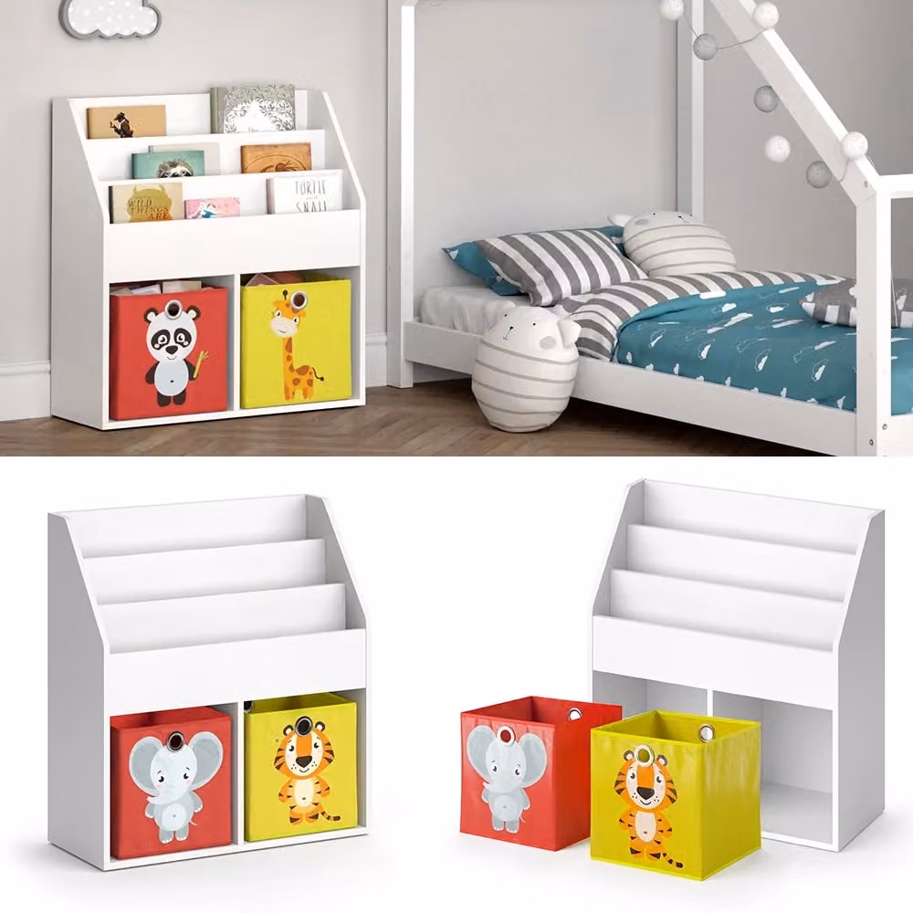 Libreria per bambini Vicco Bianca con 2 scatole pieghevoli L: 72 cm, H: 79 cm, P: 30,7 cm – 2