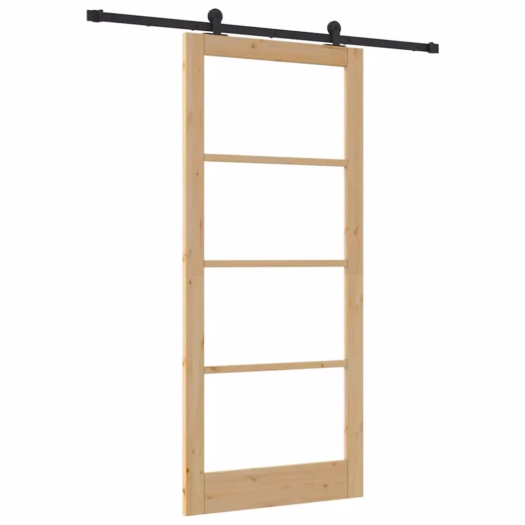 Porta scorrevole minimalist vidaXL in legno e vetro, colore marrone e nero, L: 93 cm, H: 211 cm – 2