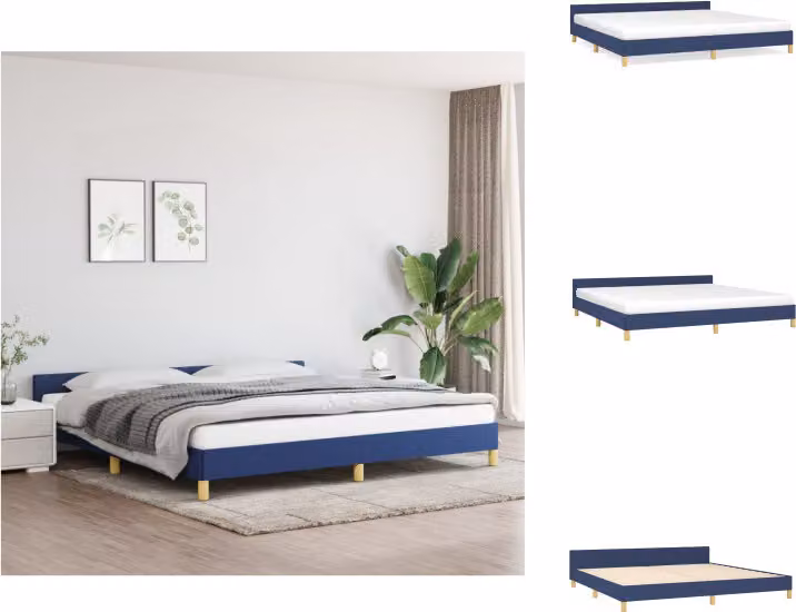 vidaXL Struttura letto con testiera in tessuto blu 200x200 cm - Letti e strutture letto
