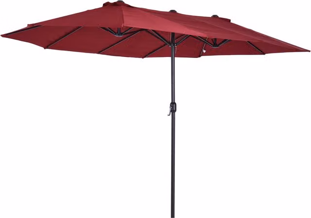 Ombrellone da giardino Outsunny con doppio tettuccio impermeabile e protezione anti-UV, apertura a manovella, colore rosso, L: 460 cm, P: 270 cm, H: 240 cm