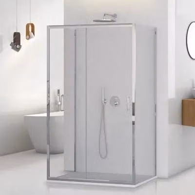 Box doccia Tay a 3 lati con porta scorrevole in vetro trasparente, forma rettangolare L/P/H: 120 x 80 x 195 cm – 1