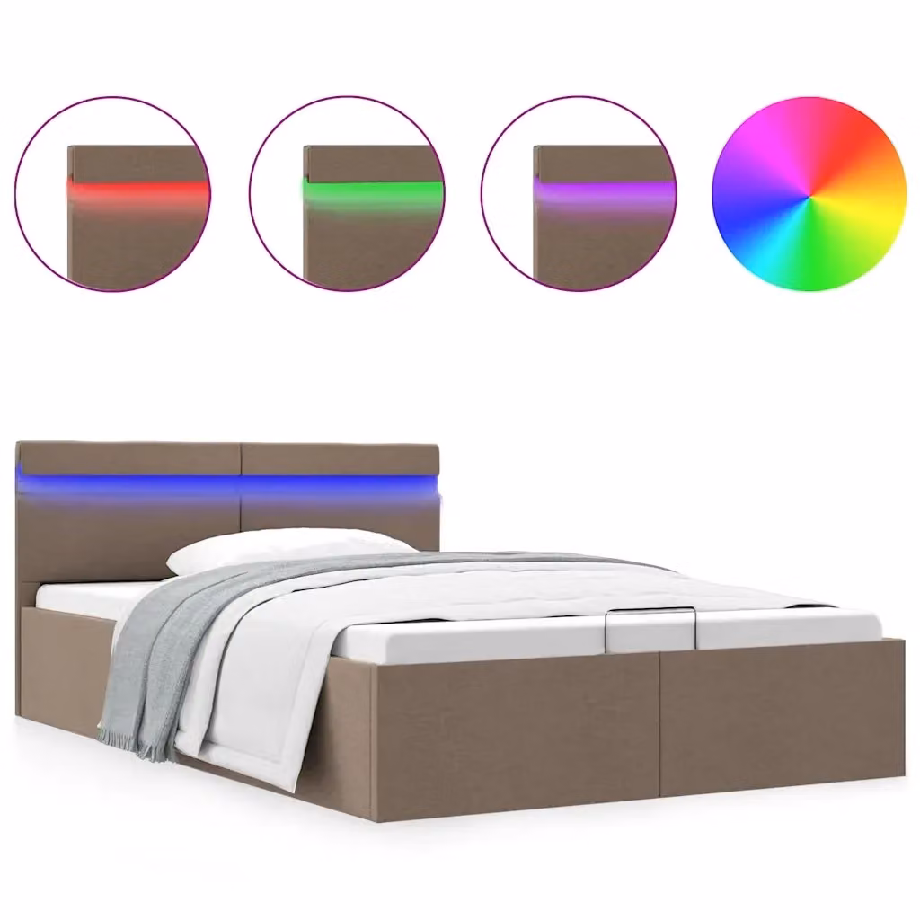 Giroletto con Contenitore e Illuminazione LED vidaXL in Tessuto Beige e Grigio L/P/H: 120 x 200 x 211 cm – 2