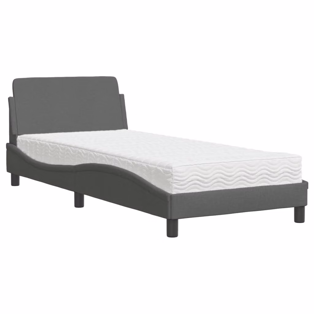 Letto con Materasso Dover Grigio Scuro 90x200 cm in Tessuto