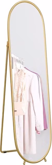 Specchio Ovale da Terra Zephmum con Supporto in Metallo e Vetro Oro L: 41 cm, P: 15 cm, H: 159 cm