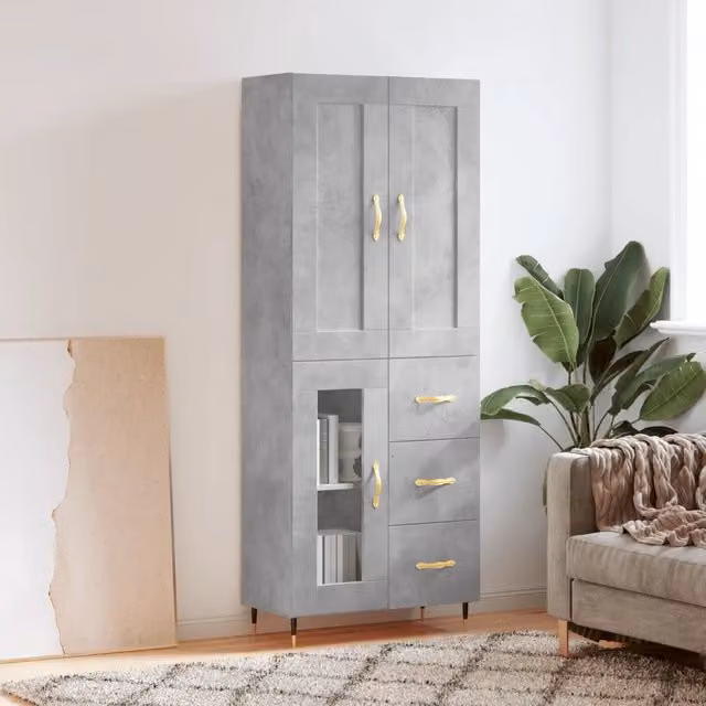 Credenza Grigio Cemento 69,5x34x180 cm in Legno Multistrato 3199925