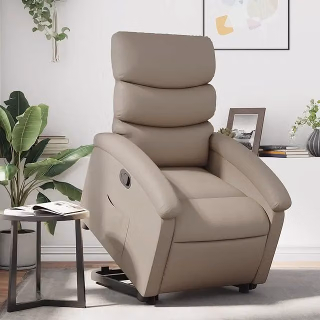 Poltrona Alzapersona Reclinabile con Assistenza Elettrica vidaXL in Similpelle Beige – 1