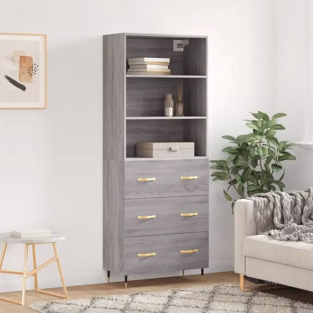 Credenza Grigio Sonoma 69,5x34x180 cm in Legno Multistrato 3189363