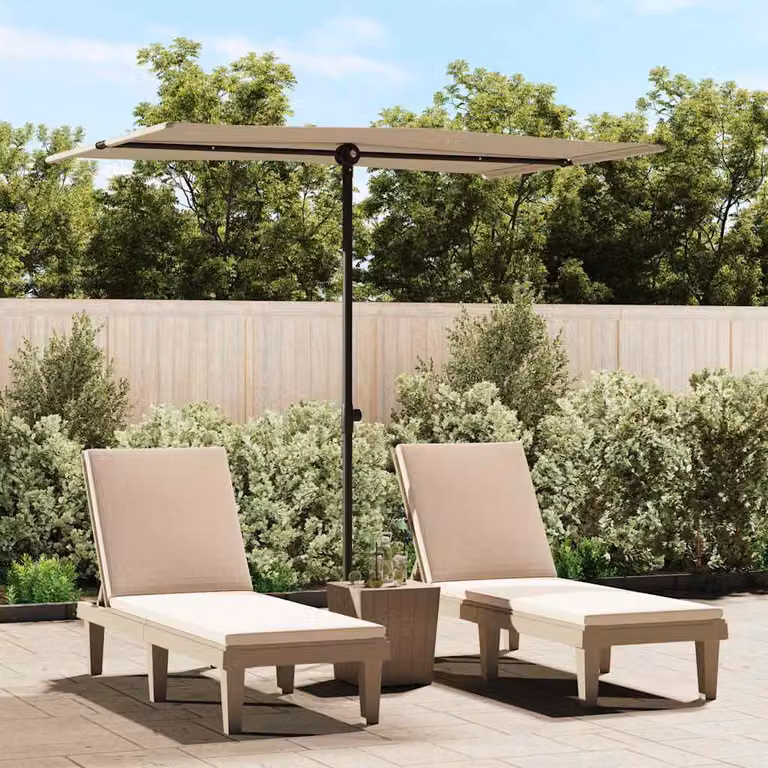 Ombrellone da Giardino vidaXL con Palo in Alluminio e Copertura in Poliestere, L: 200 cm, P: 150 cm, H: 215 cm, Colore: Talpa